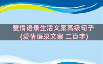 爱情语录生活文案高级句子(爱情语录文案 二百字)